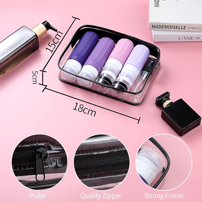 16 Pack Travel Bottles for Toiletries, TSA Approved Silicone Travel Containers jar for Toiletries, Leak Proof Refillable Liqus Shampoo And Conditioner Traveler Essentials toiletry Bottles