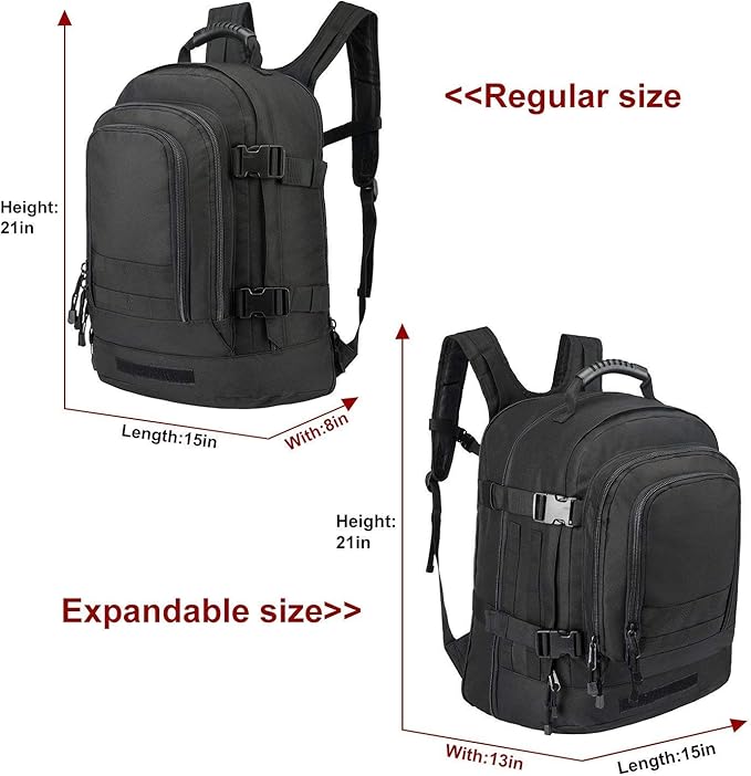 Greencity Laptop Backpacks Tactical 3 Day Expandable Bug Out Bag Classic Case Travel Hiking，Black