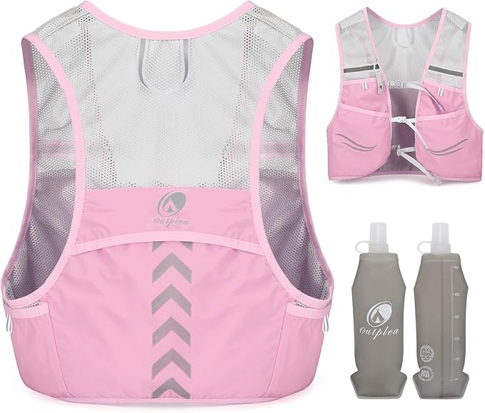 Running Vest for Men with 2 pcs 500ml Water Bottle, Hydration Vest for Running Women, Lightweight Runner Water Vest