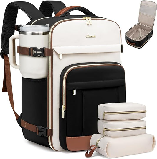 LOVEVOOK 50L Travel Backpack for Women & Men - 18 Inch Carry On Backpack & Personal Item Backpack for Airlines, Spacious and Durable Design, with 3 Packing Cubes