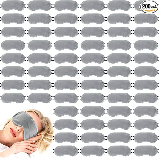 Tarpop 200 Pcs Eye Mask Sleeping Blindfold Eye Cover with Adjustable Strap for Games Party Team Building Travel Individually Wrapped Sleep Mask for Women Men (Gray)