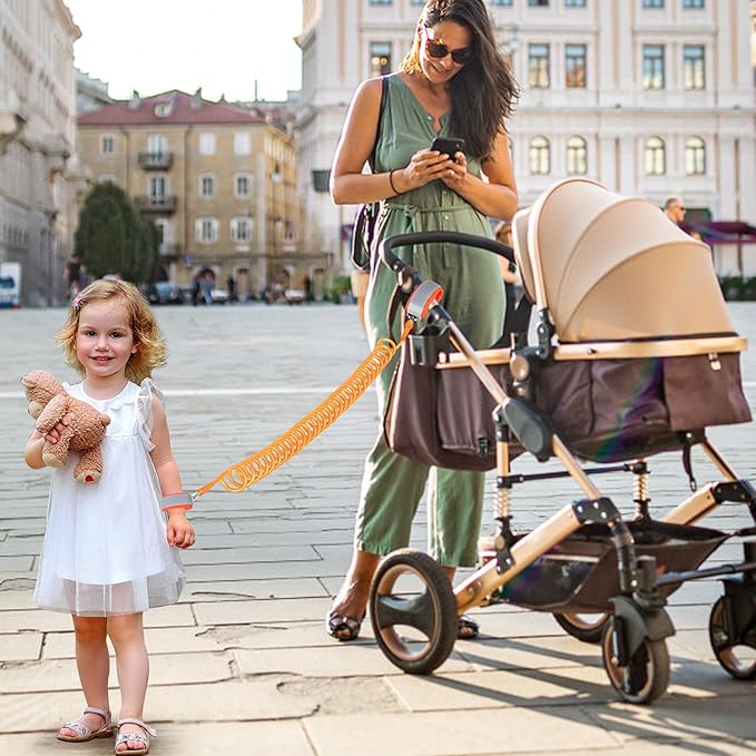 Toddler Harness Leash, Accmor 3 in 1 Cute Butterfly Kids Leash +Anti Lost Wrist Link for Outdoor Travel, Adorable Child Walking Harness Wristband Assistant Strap Belt Protector for Baby Girls (Orange)