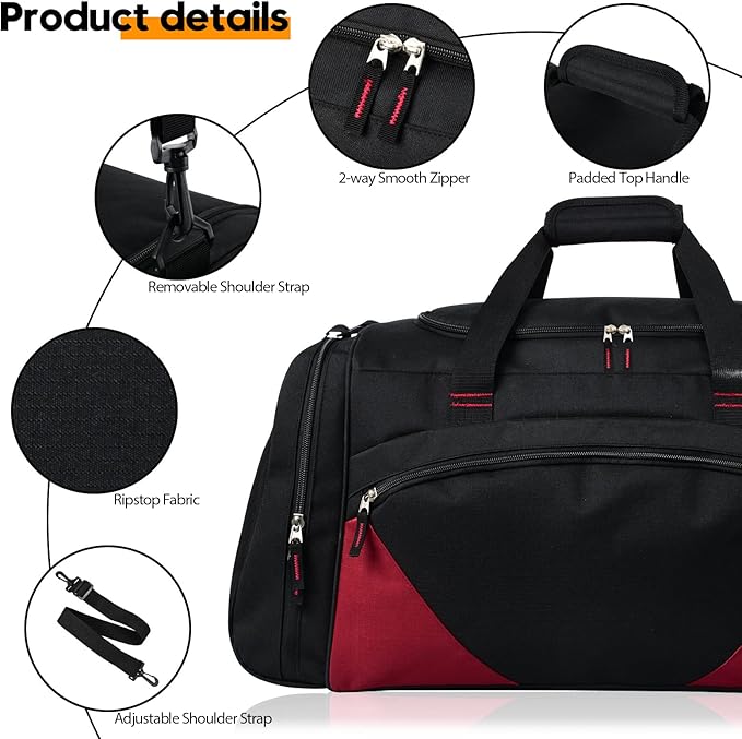 Mens Gym Bag, 55L Large Sports Duffle Bags, Workout Bags Lightweight