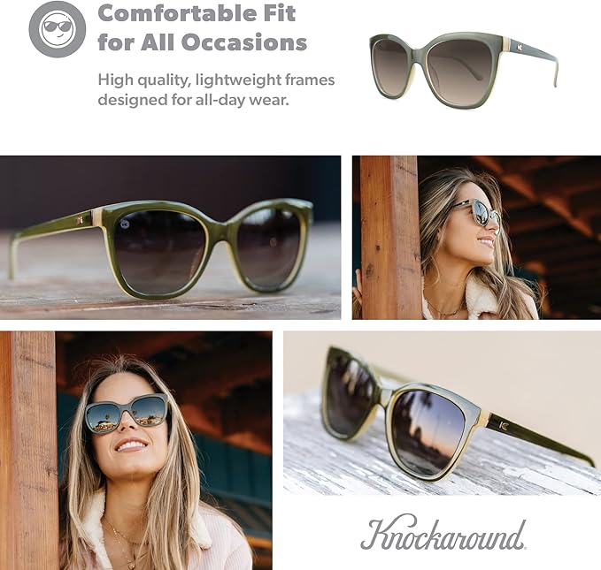 Knockaround Deja Views Polarized Sunglasses for Women - Impact Resistant Lenses & Full UV400 Protection