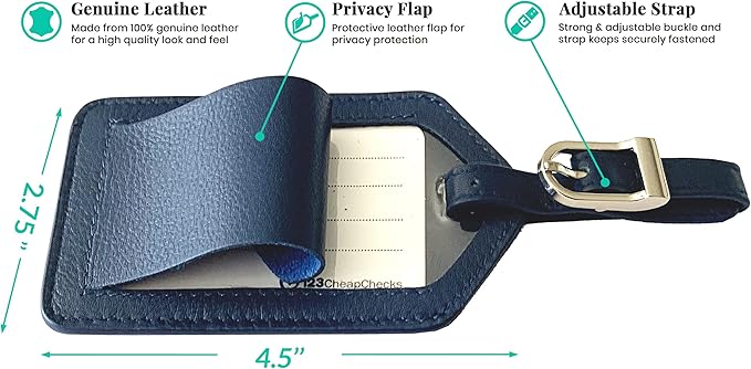 Personalized Monogrammed Navy Leather RFID Passport Cover Holder and 2 Luggage Tags