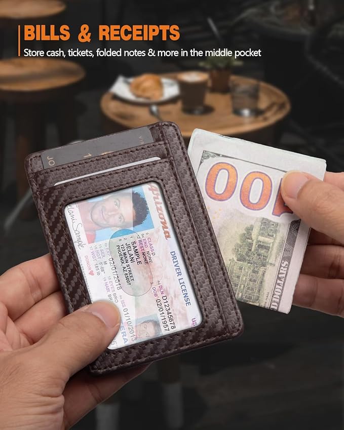 RUNBOX Slim ID Cases Minimalist Front Pocket RFID Blocking Leather Wallets for Men and Women Card Holder Wallets Gifts for men