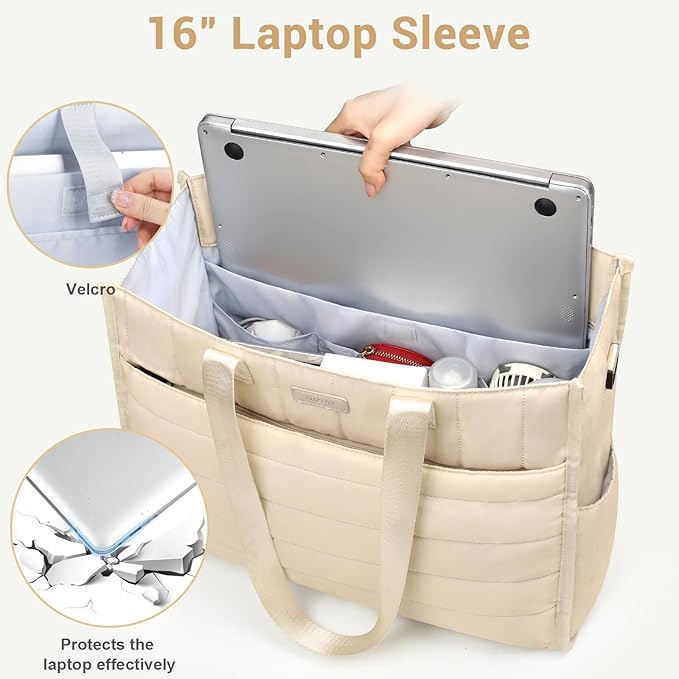 IBFUN Utility Tote Bag with 14/24 Pockets Zip Top Teacher Tote Bag for Teacher/Work Women