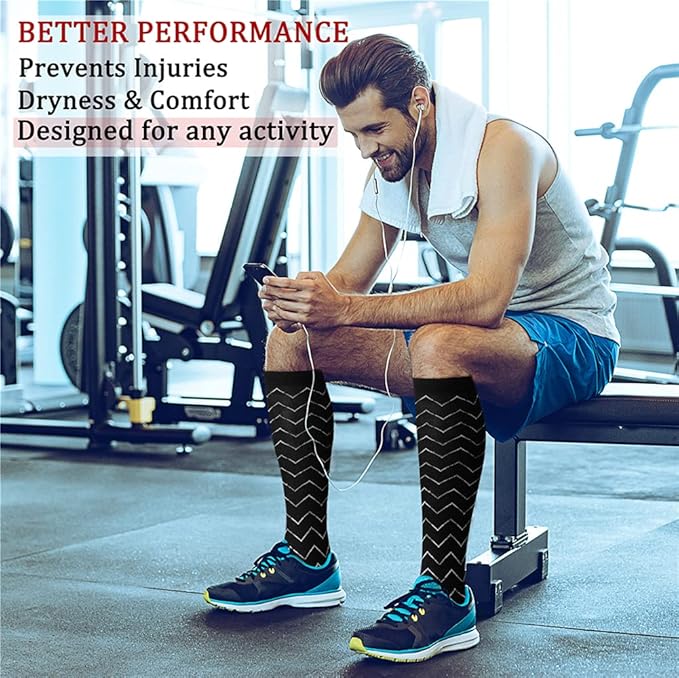 CHARMKING Compression Socks for Women & Men Circulation (8 Pairs) 15-20 mmHg is Best Support for Athletic Running,Cycling