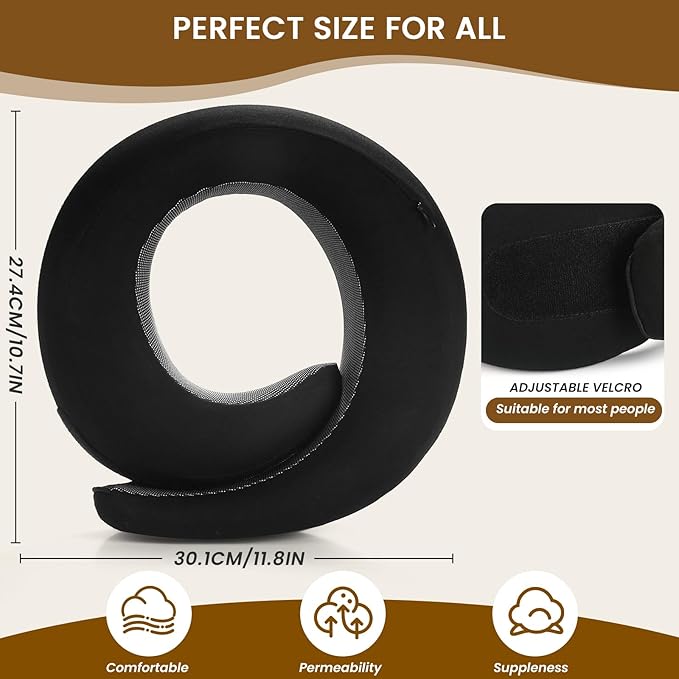 Neck Pillow, Travel Pillow uses Memory Foam to Support Neck Comfort, Ideal Companion for Airplane and car Travel, Compact, Convenient, and Versatile Airplane Sleep Pillow(Black)