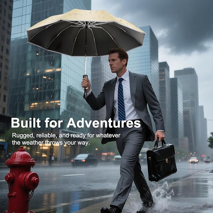 Travel Umbrella for Rain, Automatic Folding Windproof Umbrella with Case - Compact Reverse with 360° Reflective Stripe, Light & Portable Durable for Women & Men