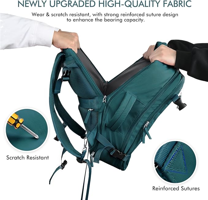 Beraliy Extra Large Travel Backpack for Women as Person Item Flight Approved, 40L Carry On Backpack, 17.3 Inch Laptop Backpack, Waterproof Backpack, Hiking Backpack, Casual Bag,Peacock Blue