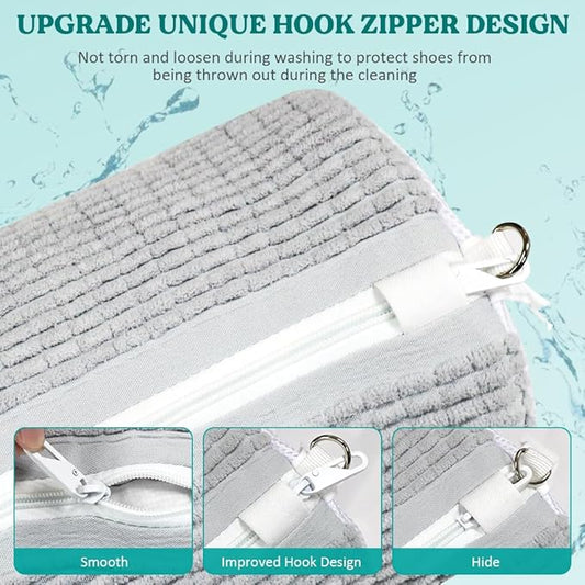 Shoe Washing Machine Bag 2 Pack, 360°Deep Clean Durable Shoes Laundry Bag for Washer and Dryer, Reusable Shoe Cleaner Bags, Sneaker Washing Machine Bag, Gray