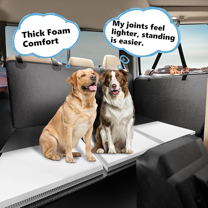 Back Seat Extender for Dogs-Leather Upgraded Foam, Hard Bottom Dog Seat Cover for Truck Back Seat, Dog Hammock for Truck Crew Cab F150, RAM1500, Sierra, Silverado,Tundra, Titan（59‘x29’