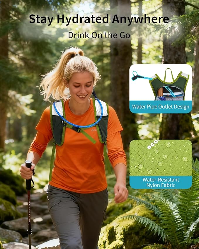 ECOHUB Hydration Backpack with 2L Water Bladder, Lightweight Running Hydration Pack for Men Women, Breathable Hiking Cycling Backpack for Outdoor Sports Marathon Travel