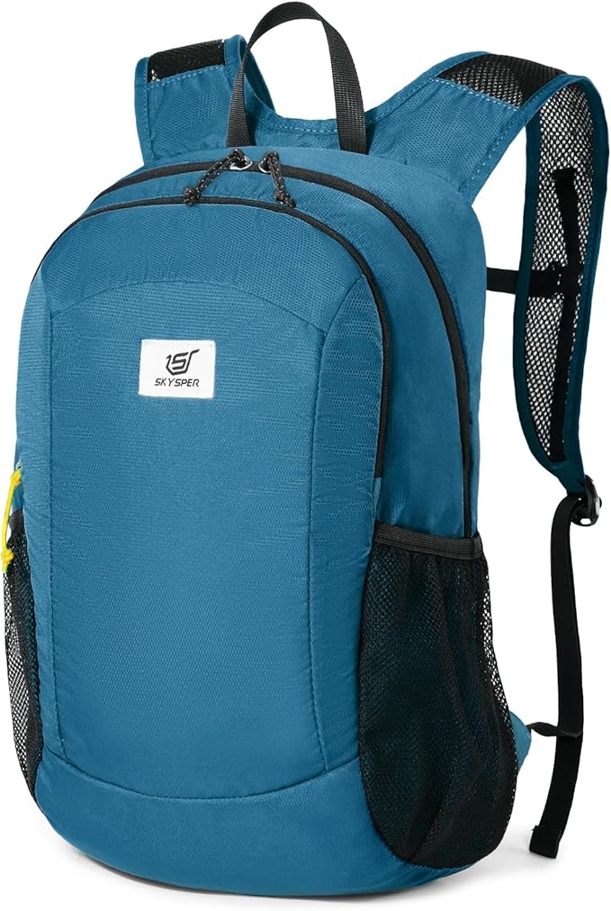 SKYSPER 16L Hiking Backpack Lightweight Small for Women Men, Foldable Packable Daypack - Travel Camping Backpack, Outdoor Hiking Bag (Blue)