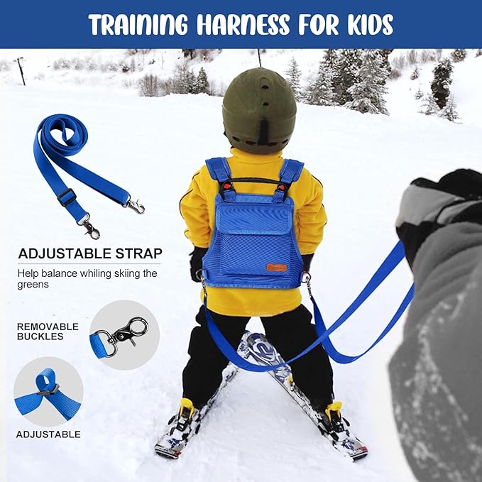Odoland Kids Ski Training Harness with Backpack, Adjustable Strap & Lift Handle for Beginners Boy and Girl