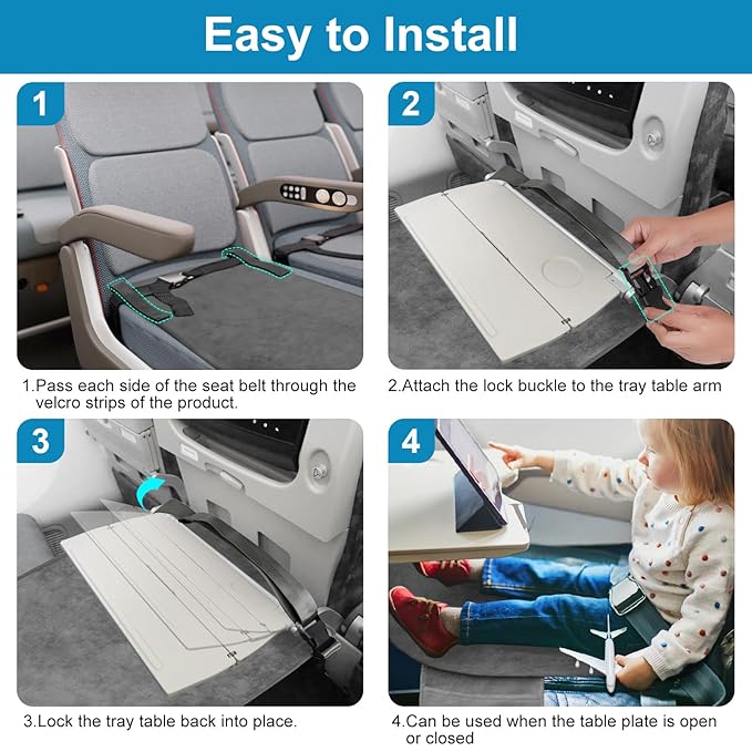 Toddler Airplane Bed & Travel Essentials - Kids Airplane Seat Extender, Portable Plane Bed for Flights