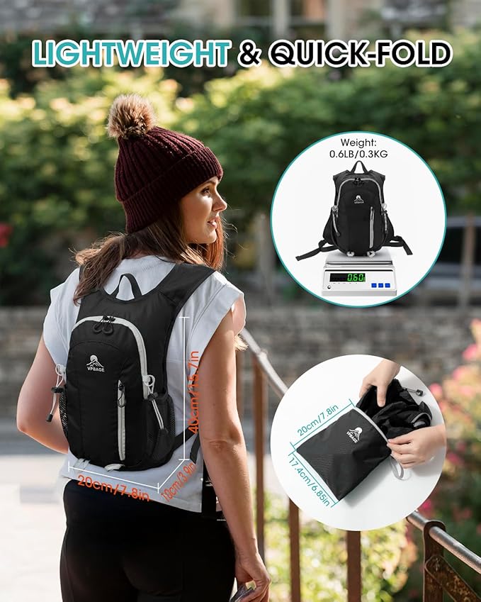 Small Hiking Backpack with Front Phone Holder, Packable Back pack with Chest and Waist Strap, Lightweight Daypack for Women Men