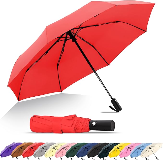 SoulRain Travel Umbrella - Compact Umbrella for Rain - Perfect Large Auto Folding Umbrella - Ideal Car umbrella, Small umbrella, and Travel Companion