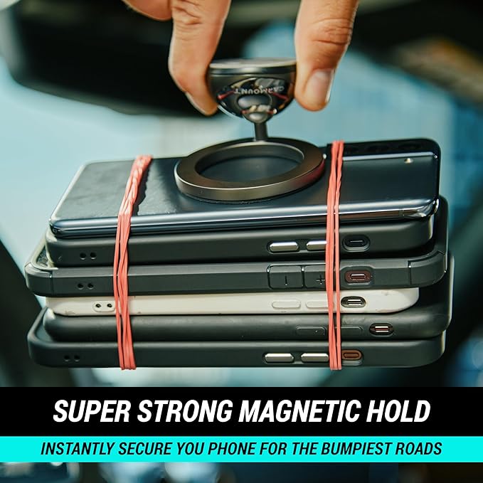 CARMOUNT F3 MagSafe Car Mount | All-Metal Magnetic Phone Dashboard Holder with N52 Magnets Super Strong Hold | 360° Rotation | Universal Compatibility for iPhones Pro Max & All Devices