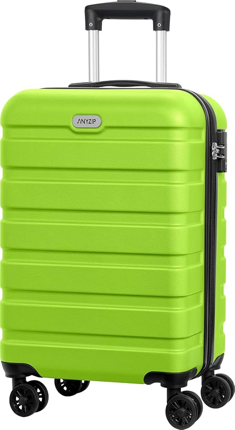 AnyZip Luggage PC ABS Hardside Lightweight Suitcase with 4 Universal Wheels TSA Lock Carry-On 20 Inch Apple Green