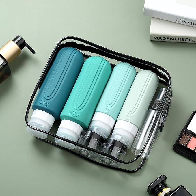 16 Pack Travel Bottles for Toiletries, Oversize 6oz Silicone Travel Containers jar for Toiletries, Leak Proof Refillable Liquid Shampoo And Conditioner Travel Essentials toiletry Bottles