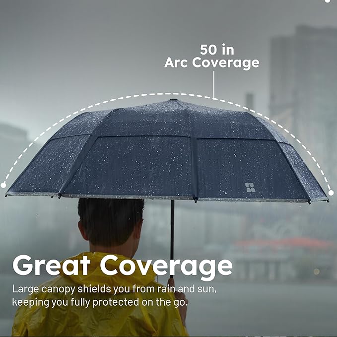 Weatherman Premium Collapsible Travel Umbrella - Windproof, Compact, Easy Auto Open - Resists Up to 55 MPH Winds - Perfect for Rain, Wind, Backpack, Car - Folding Umbrella (Black)