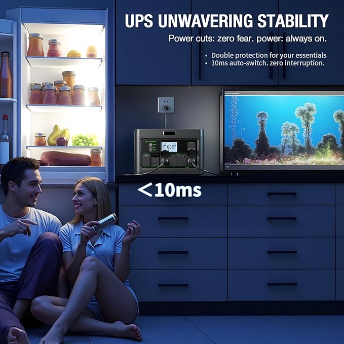 2400W Portable Power Station 1843Wh Solar Generator, Home Battery Backup, LiFePO4 Battery Supply with 12 Outlets(2400W AC Outlets,4800W Peak), USB-C PD100W,2Hrs Fast Charge, RV Travel