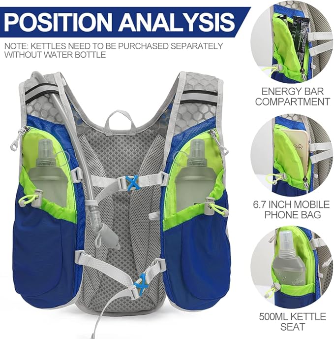 Hydration Pack Backpack，IX INOXTO Running Hydration Vest with 1.5L ( 50 oz) Water Bladder for Men Women，Lightweight Water Backpack for Hiking Cycling Climbing Camping