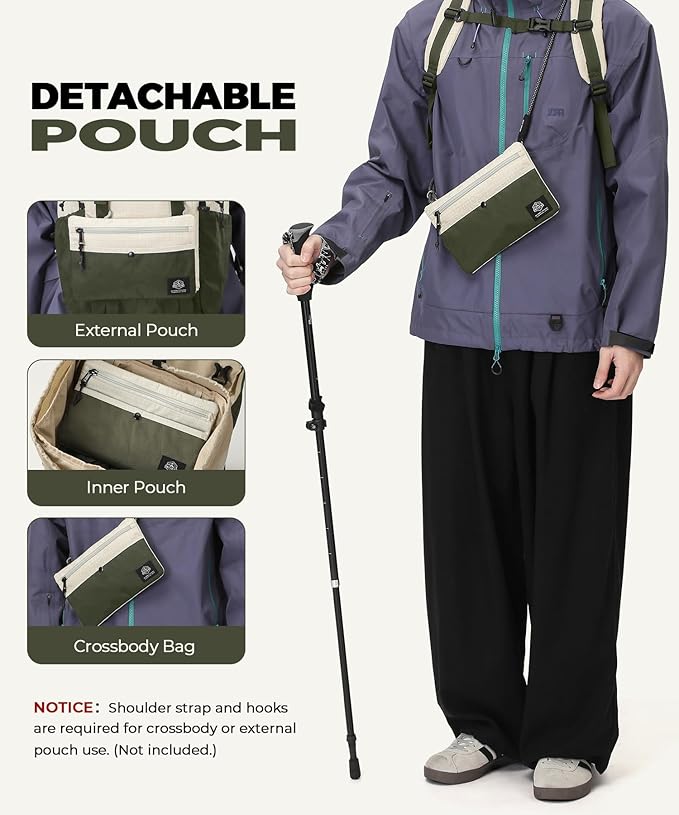 Hiking Backpack for Women Men Lightweight Camping Backpack with Rain Cover 30L Waterproof Hiking Daypack Bag with Hiking Pole Carrying System for Travel Trekking Mountaineering Large Capacity (Green)