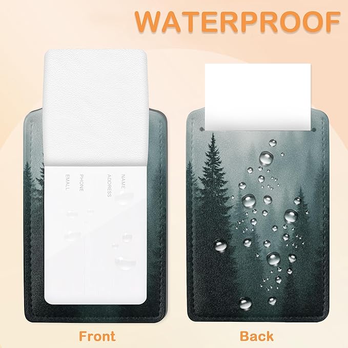 Watercolor Misty Forest PU Leather Luggage Tags for Suitcase, Travel Cruise 3 Pack with Privacy Flap, Name ID Label and Metal Loop for Women Men Girls Baggage Bag Backpack
