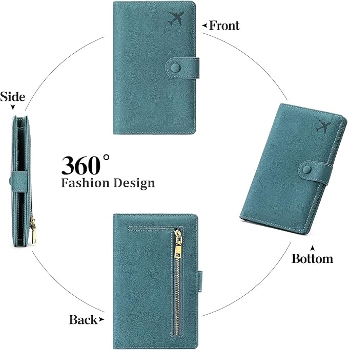 RFID Blocking Passport Wallet Cover Case Travel Document Organizer for Women and Men,Travel Wallet for Credit Card