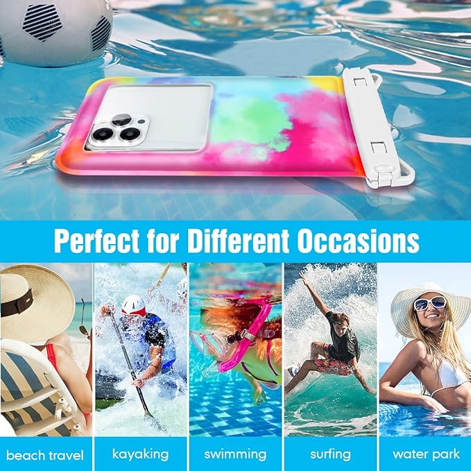 [Floatable] Waterproof Phone Pouch 2 Pack - [Up to 8.5"] IPX8 Floating Waterproof Phone Case Dry Bags with Adjustable Lanyard for Beach Vacation Travel Cruise Ship Pool Kayak Essentials