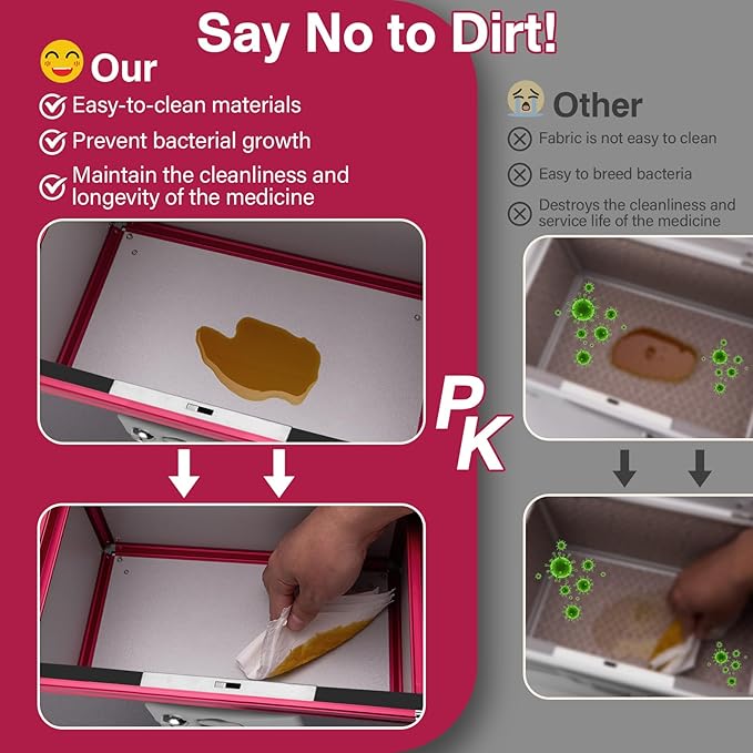 Medicine Lock Box for Safe Medication - 13.4 x 7.6 x 8.2 Inches - Lockable Storage Box for Drugs, First Aid Kit Empty, Lock Boxes with Key for Home/Outdoor (Black & Red/Large)