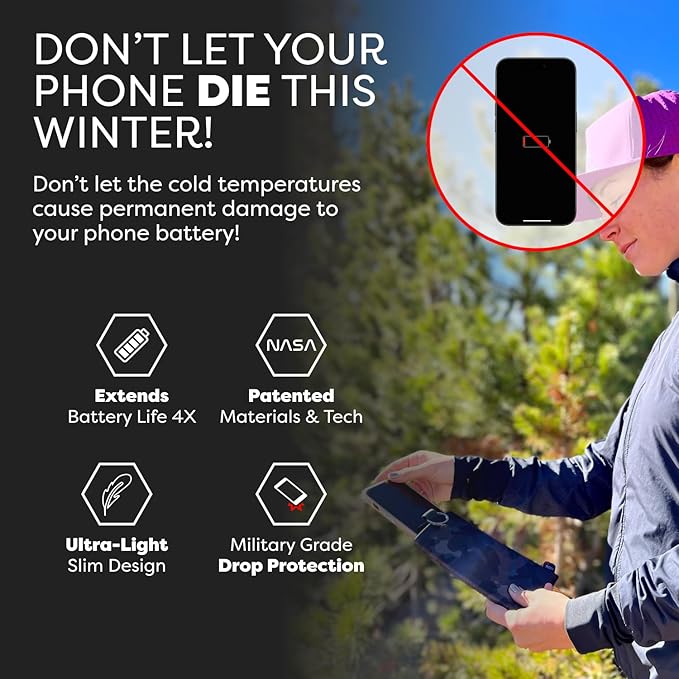 PHOOZY Apollo II Thermal Phone Case Cold Weather Insulated Pouch | Extends Battery Life 4X | NASA Tech Skiing Snowboard Accessories | Military Grade | Large - Pink CAMO