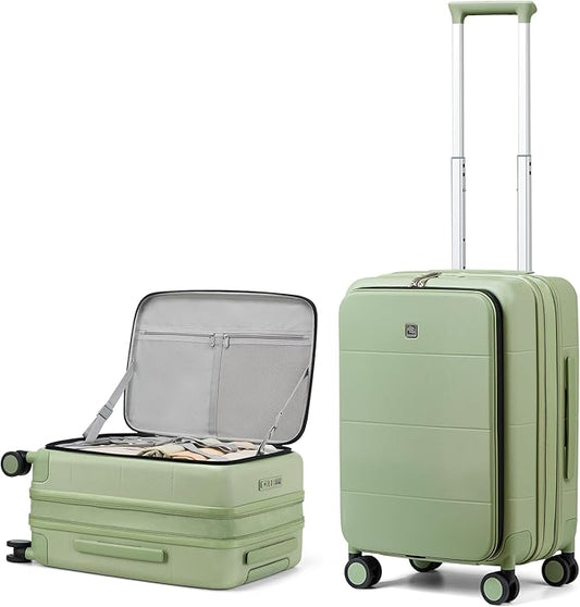 Hanke Hardside Expandable Carry On Luggage, 20 Inch Top Opening Trunk Luggages with Spinner Wheels, All-PC Hard Shell Carry-On Suitcase, Lightweight & TSA Airline Approved (Bamboo Green, 46L)
