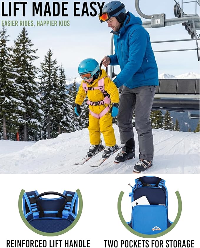 RYNQAVOA Ski Harness for Kids, Snowboard Harness Trainer, Ski Leash for Kid with Removable Seat & Reinforced Lift Handle