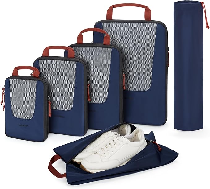 BAGSMART Compression Packing Cubes for Travel, 6 Set/5 Set/4 Set, Compression Suitcase Organizer Bags Set for Suitcases Travel Essentials, Lightweight Packing Organizers