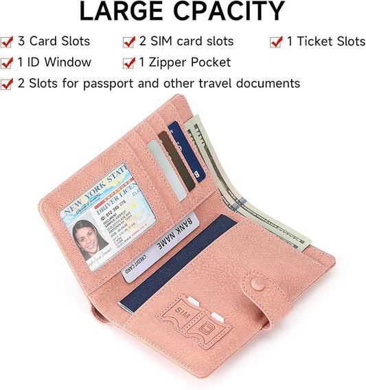 RFID Blocking Passport Wallet Cover Case Travel Document Organizer for Women and Men,Travel Wallet for Credit Card