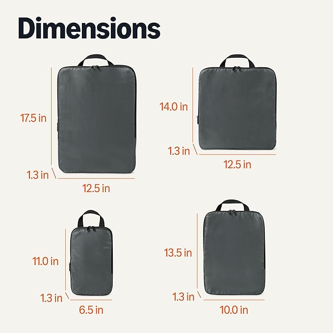 Amazon Essentials Ultralight Compression Packing Cubes Packing Organizer Grey check 4 pack Grey