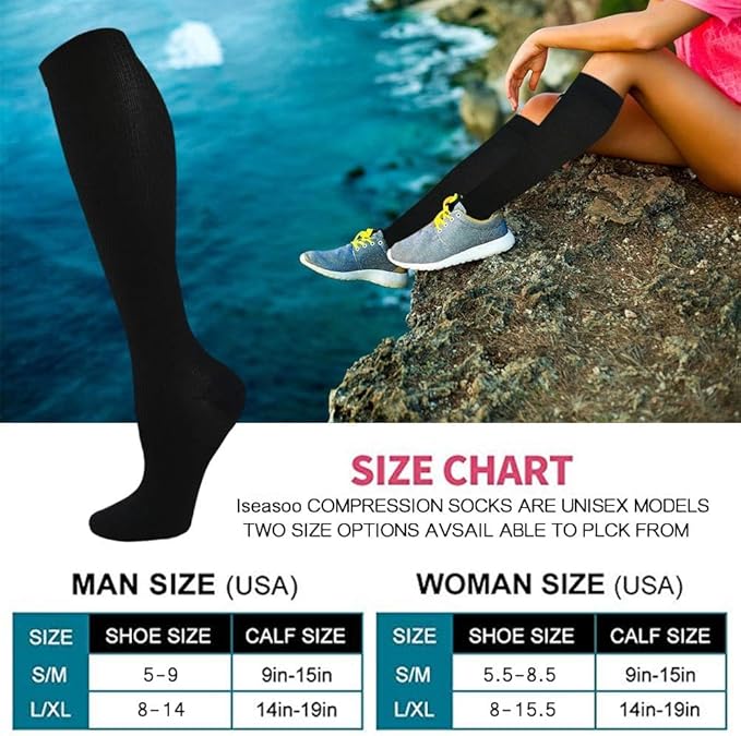 Copper Compression Socks 15-20 mmHg for Men & Women 8 Pairs – Circulation Support for Nurses, Travel, Running, Hiking, Soccer