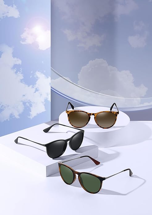 Retro sunglasses womens 2024 trendy round classic glasses