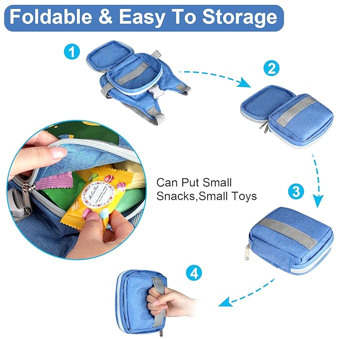 Toddler Harness Leash+ Anti Lost Wrist Link, Accmor Cute Dinosaur Kids Harness with Leash, Foldable Child Leash Baby Walking Wristband Assistant Strap Belt for Parent Boys Outdoor Activity