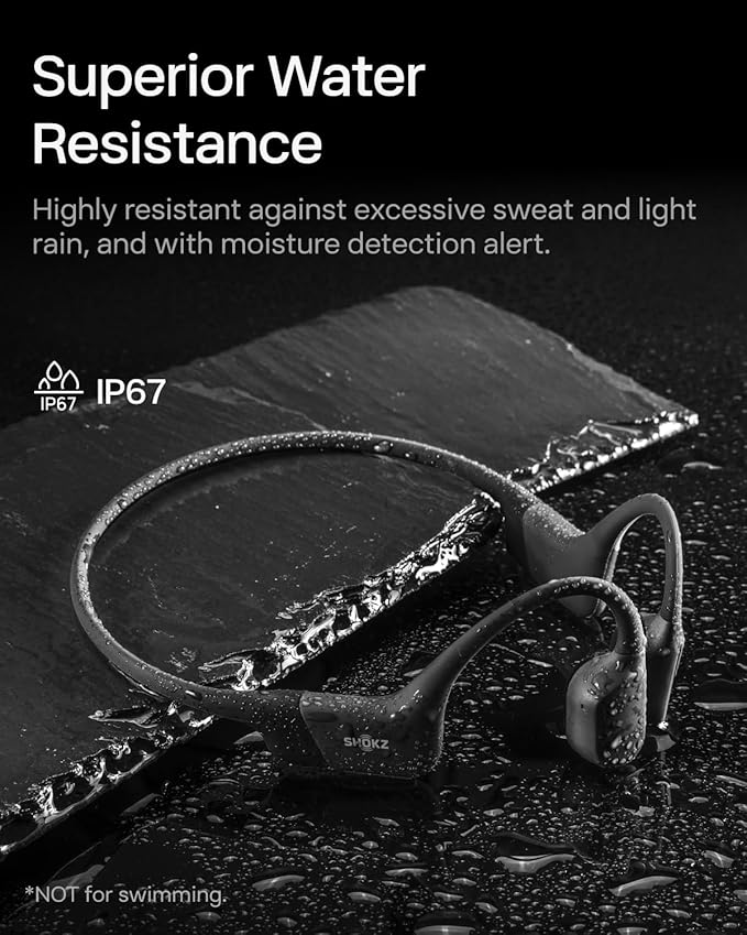 SHOKZ OpenRun Mini-Bone Conduction Headphones,Open-Ear Bluetooth Wireless Sport Headphones for Running & Workout,Sweat Resistant, Long 8H Playtime,Mic,with Hair Band-Black