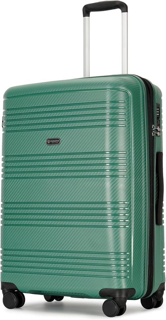 GinzaTravel 20 Inch Carry on Luggage 22x14x9 Airline Approved Hardside Suitcase with Spinner Wheels TSA Lock, 20-Inch, Green