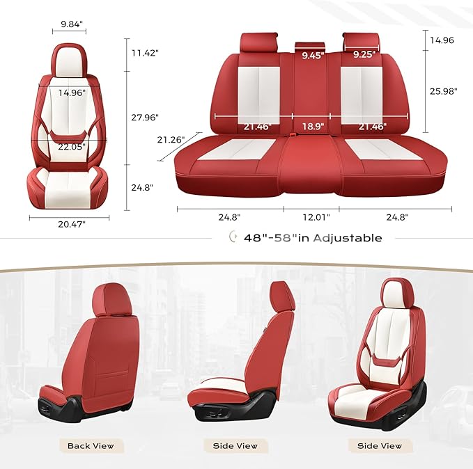 Coverado Car Seat Covers Full Set, Car Seat Protector Waterproof, Nappa Leather Car Seat Cushion, Seat Covers for Cars, Front Seats and Back Universal Fit for Most Cars