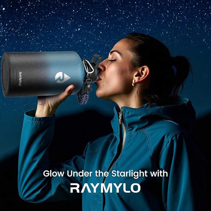 128oz Insulated Water Bottle, Triple Wall Vacuum Stainless Steel Water Bottles - Keeps Cold 48H, Reusable One Gallon Jug for Gym, Sports, Camping, Hiking,Travel, Starry Sky-Indigo/Black