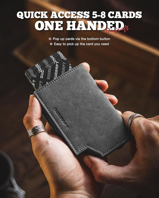 DUGRAFT Minimalist Wallet for Men, RFID Blocking Credit Card Holder with Zipper Large Capacity Money Organisers for Airtag Cash Coins & Credit Cards