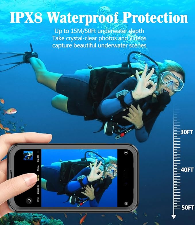 Waterproof Phone Case for iPhone 6.7‘’, Self-Check Function Underwater Pouch Dry Bag Beach Travel Essentials Tech Gadgets Floating Shower Snorkeling for iPhone 15/14/13/12/11 Pro Max Plus 6.7"