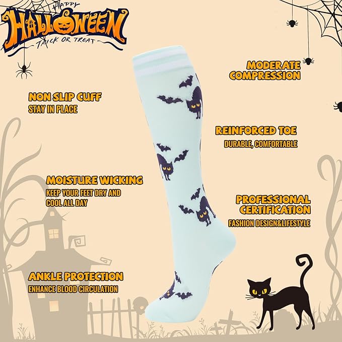 fenglaoda Compression Socks for Women Men Support Circulation 6 Pairs Socks For Nurse, Travel, Flight